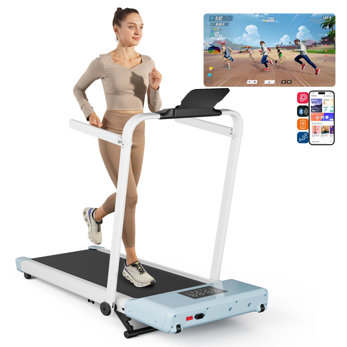 300Ibs Capacity 3.0HP Portable Treadmill for Home Remote Control LCD Display Walkingpad Foldable Treadmills with Handle Incline