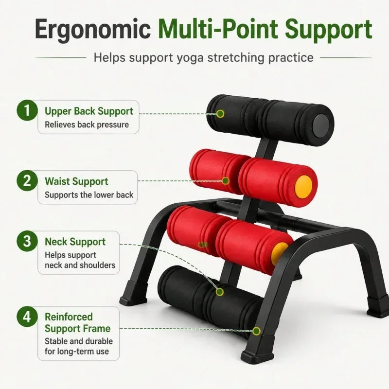 Foldable Back Stretcher With Massage Rollers For Lumbar Relief