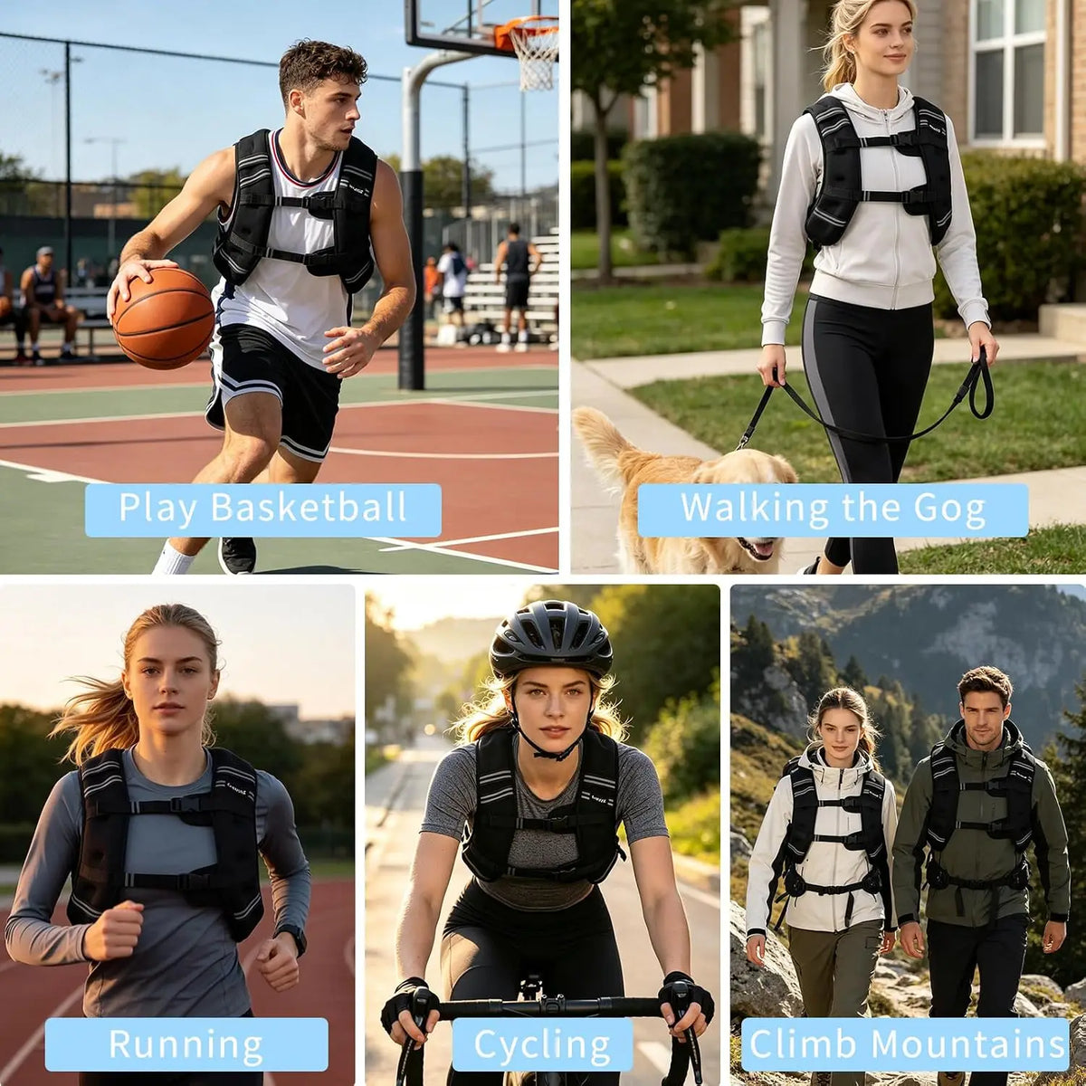 Weighted Vest for Men Women 20Lb Weights Included, Workout Equipment Strength for Training Workout, Jogging, Cardio, Walk Reflective Stripe Buckle