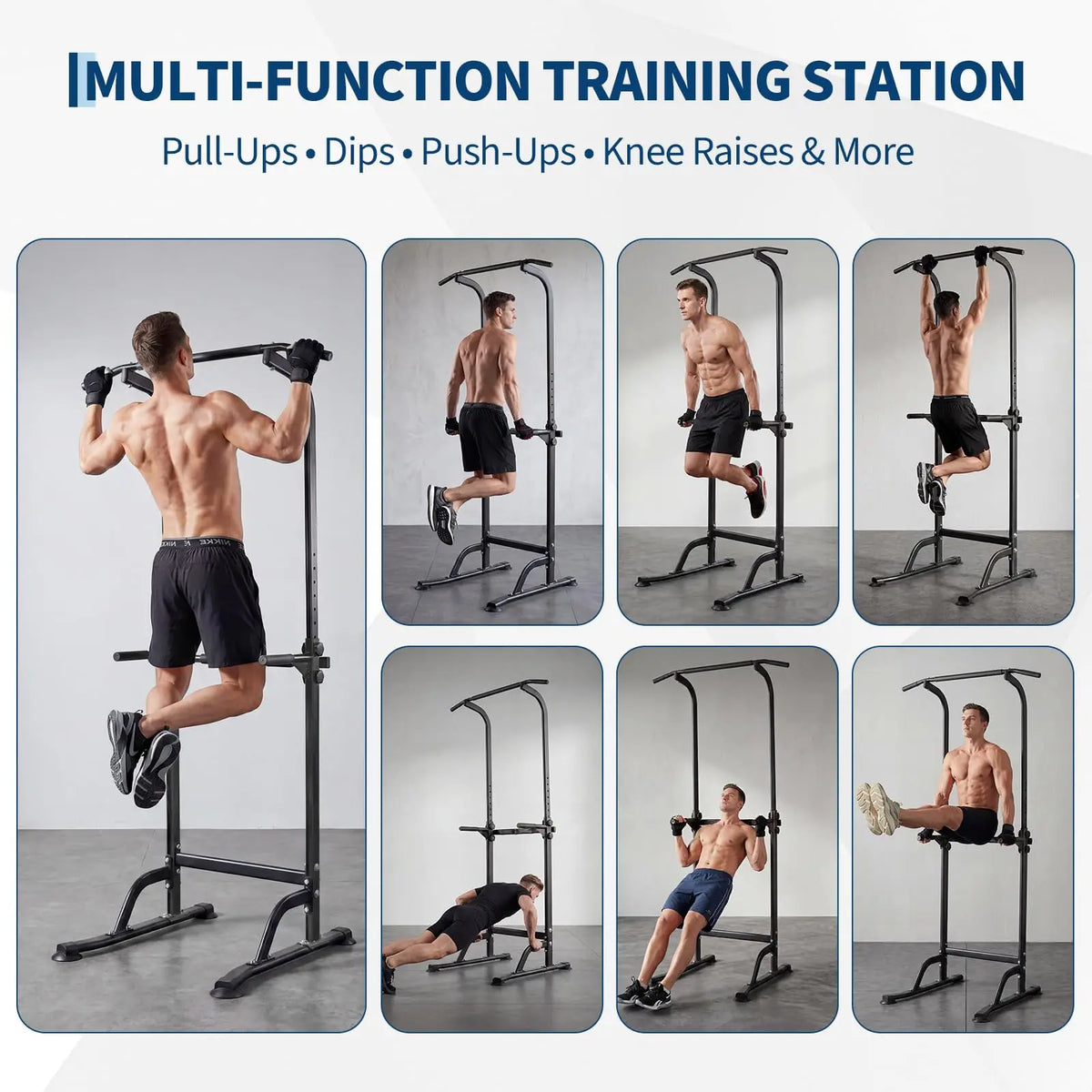 HiMISS Adjustable Power Tower Dip Station Home Gym Strength Trainer