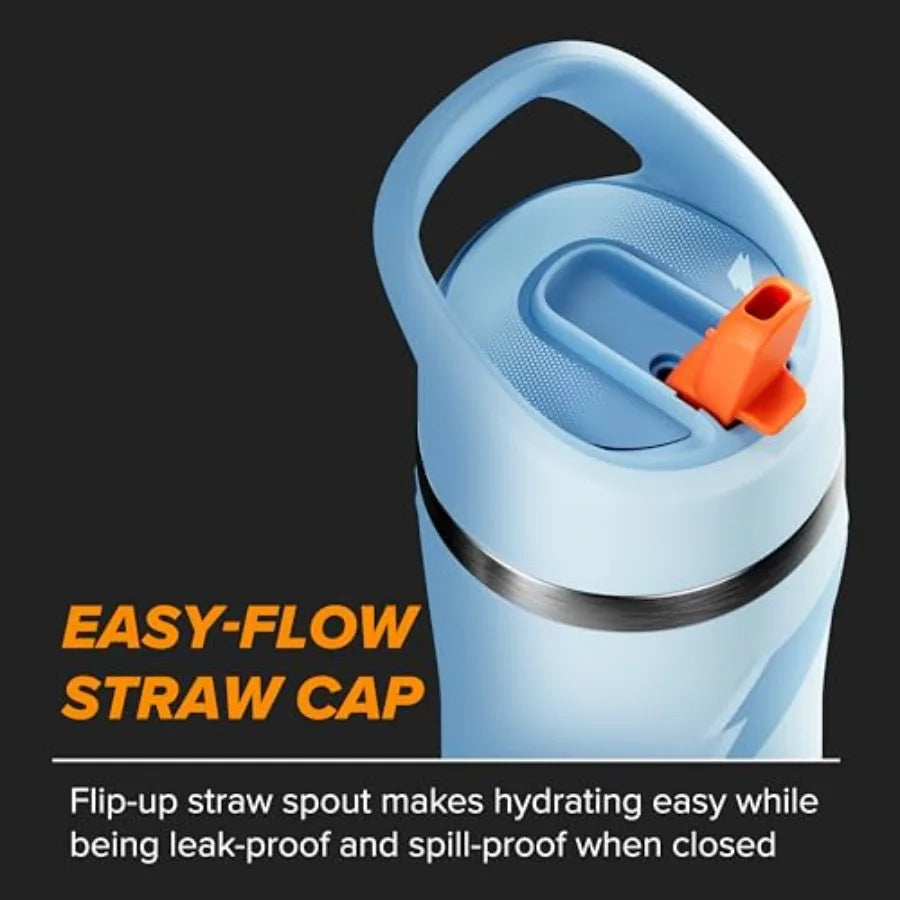 Overtime Stainless Steel Water Bottle With Convenient Carrying Strap