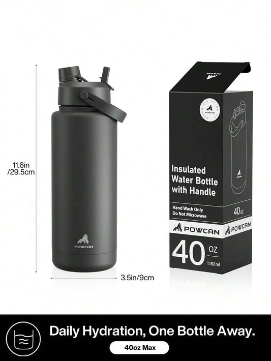 Insulated Stainless Steel Water Bottle With Straw And Spout Lid
