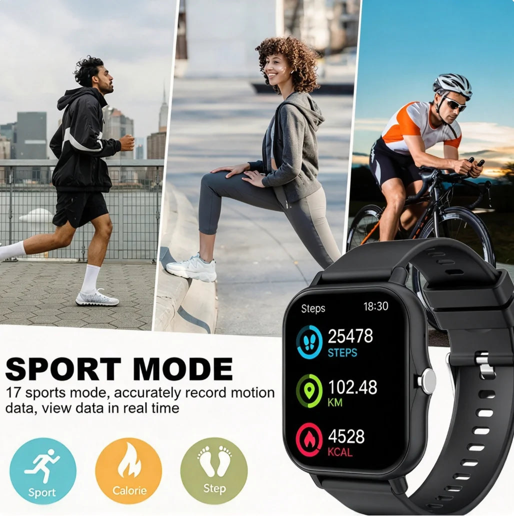 Upgraded Full-Touch Smart Watch, Wireless Calling And Reminders - USB Charging, Wallpaper, Multiple Sports Modes, News Reminders, Music Playback, Health Tracker, Suitable for Android And for Iphone Phones, Ideal Gift for Dail