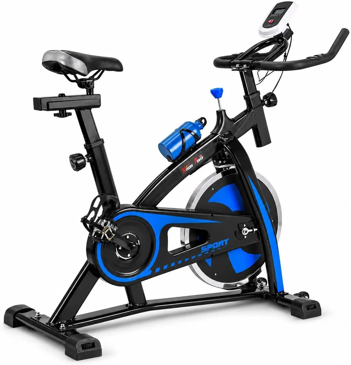 Stationary Exercise Bicycle Indoor Cycling Bike with Adjustable Resistance LCD Monitor and Comfortable Seat for Home Gym Cardio Training Fitness Workout