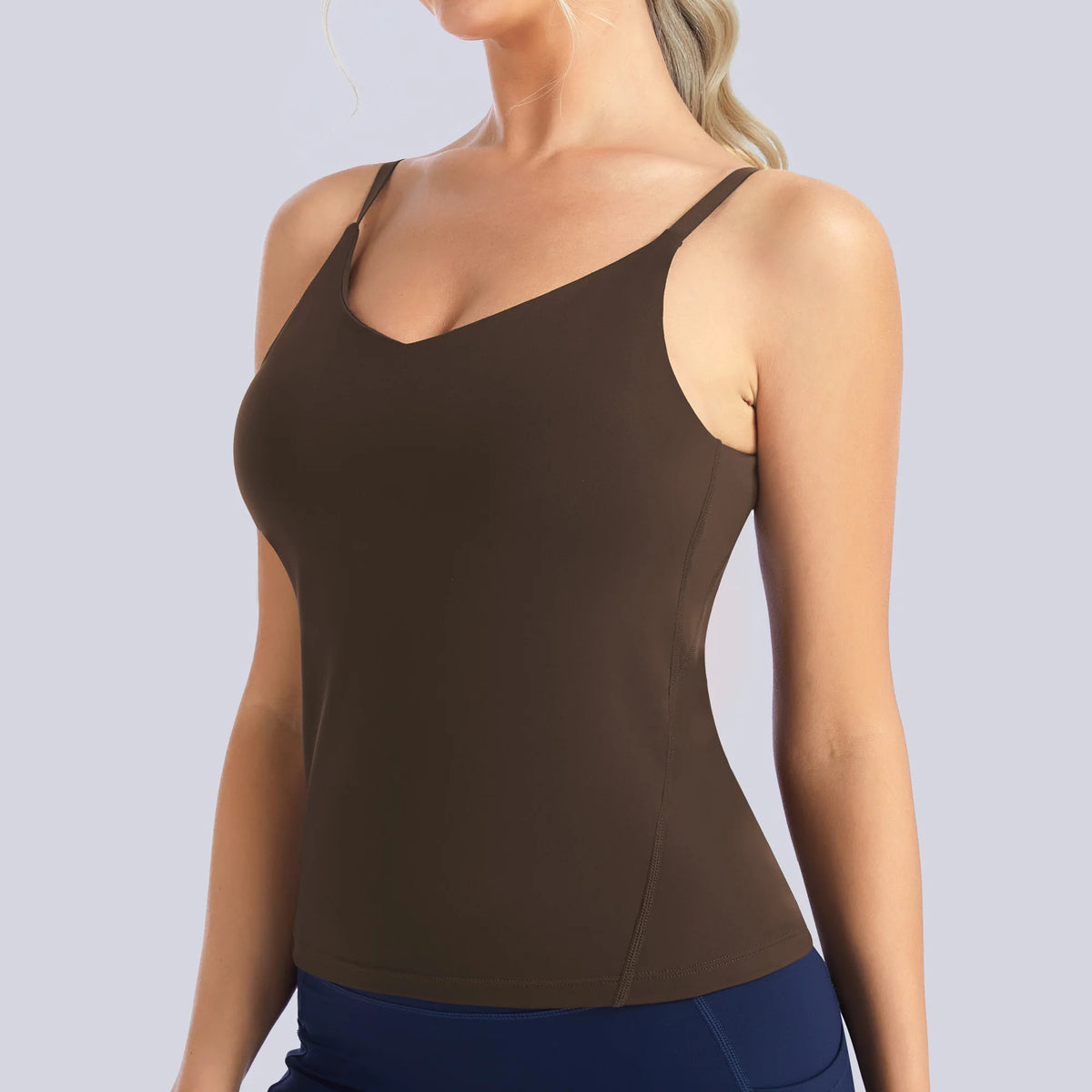 THE GYM PEOPLE Women's Longline Sports Bra Shirts Racerback Yoga Workout Sleeveless Padded Tank Tops Built-in Bra