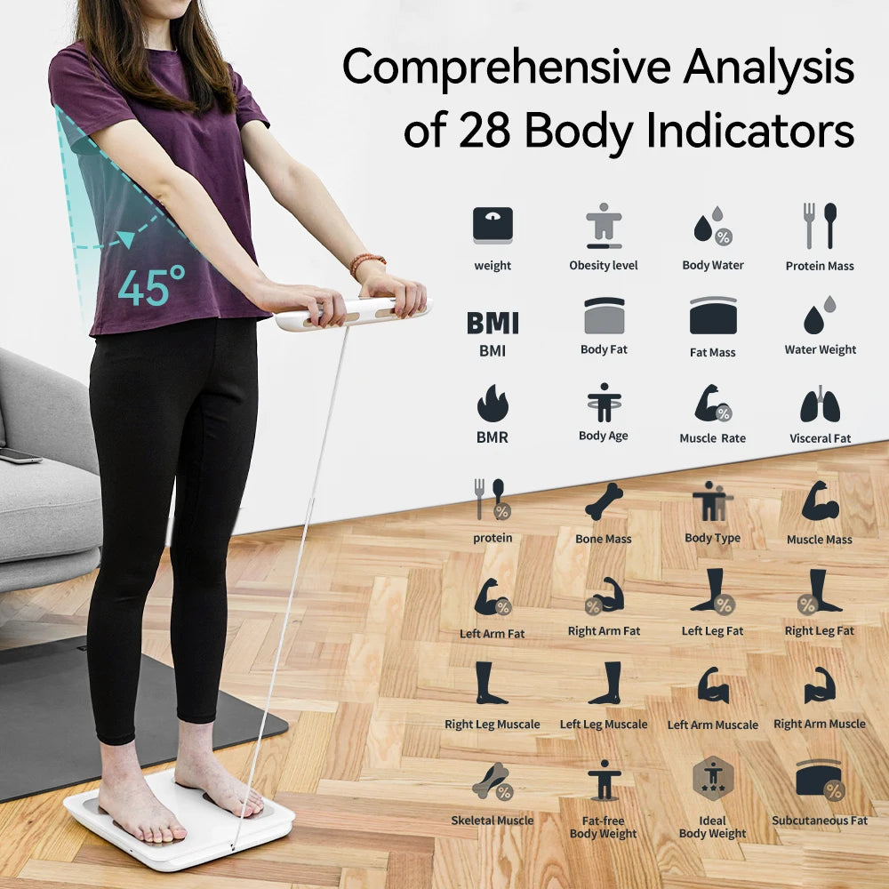 Smart Digital Bathroom Scale 8 Electrodes FSA&HSA Eligible Color TFT Display Body Weight Fat BMI Muscle Mass Measurement