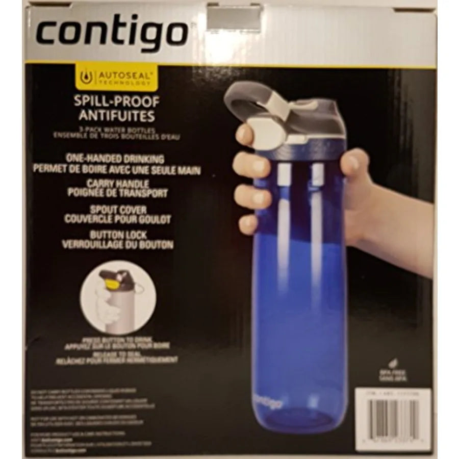AUTOSEAL Spill Proof Reusable Water Bottles Pack Of Three