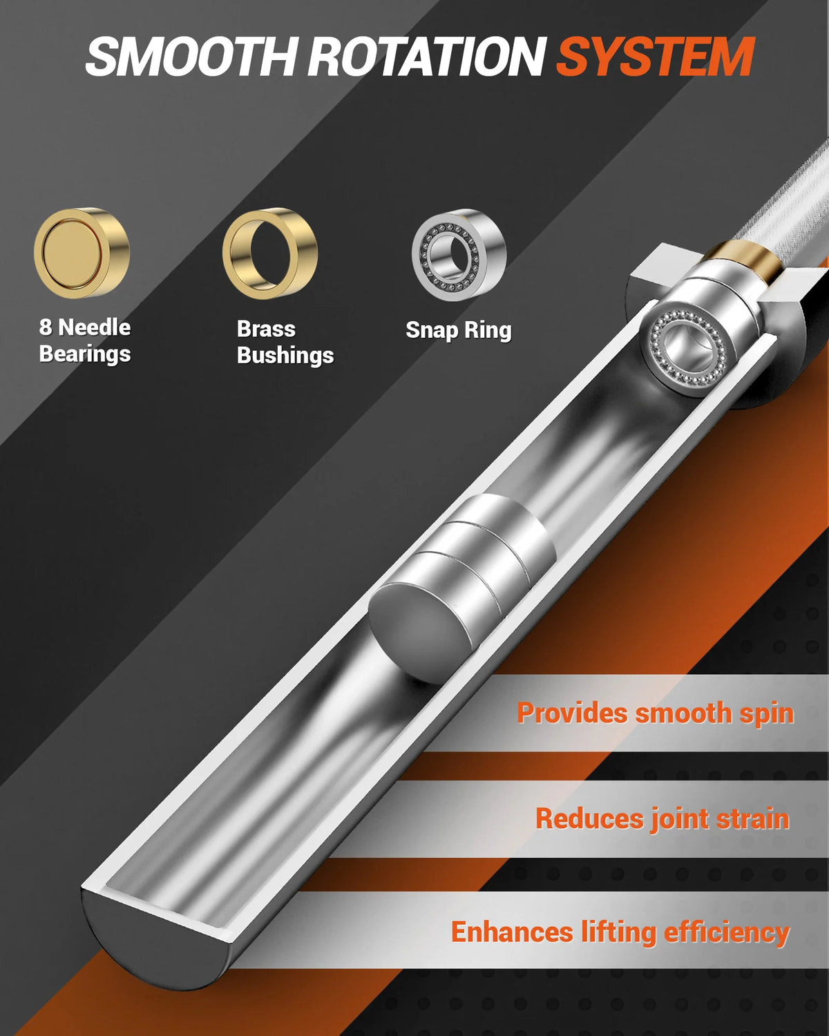 HiMISS Strength Training Barbell for Squats Deadlifts and Presses