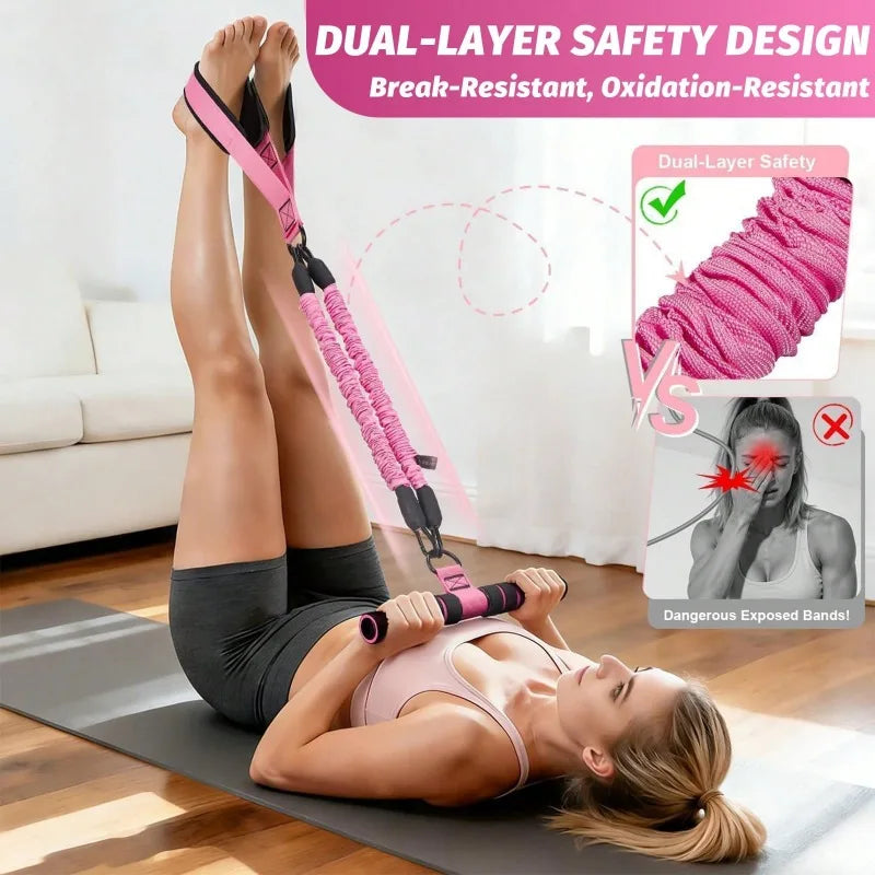 Upgrade Multifunction Pedal Resistance Band Workout Set, Elastic Pull Rope with Handles, Door Anchor & Foot Loops, Full‑Body Home Fitness Training Kit for Abdomen Waist Arm Leg, Pilates Equipment with Storage Bag