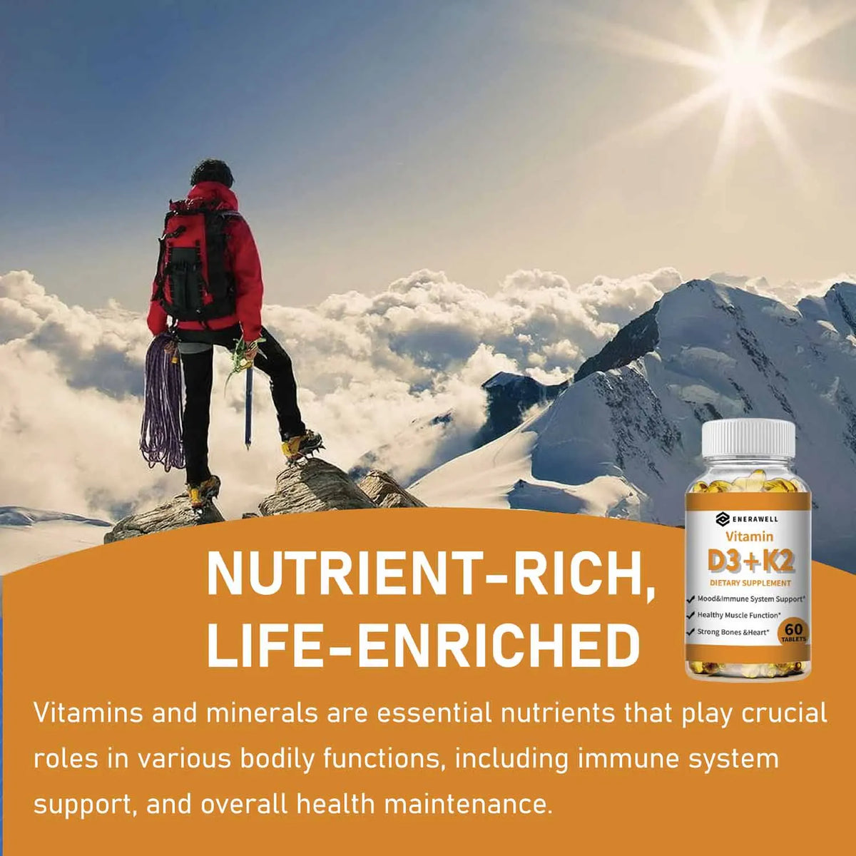 Vitamin D3 K2 Capsules for Bone Health and Calcium Metabolism