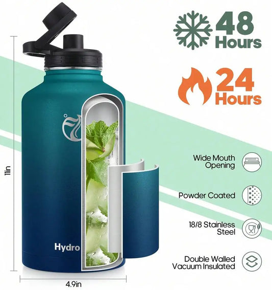 Insulated Sports Water Bottle With Two Leakproof Lids And Straw