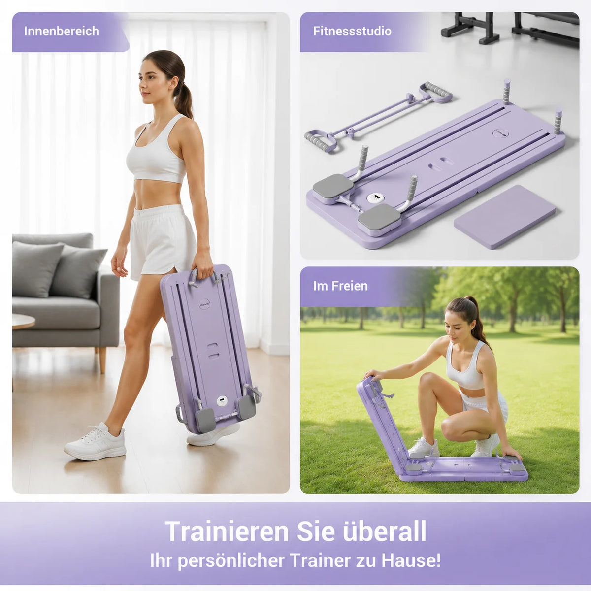 UMAY Foldable Pilates Board Abdominal Trainer With Resistance Tubes