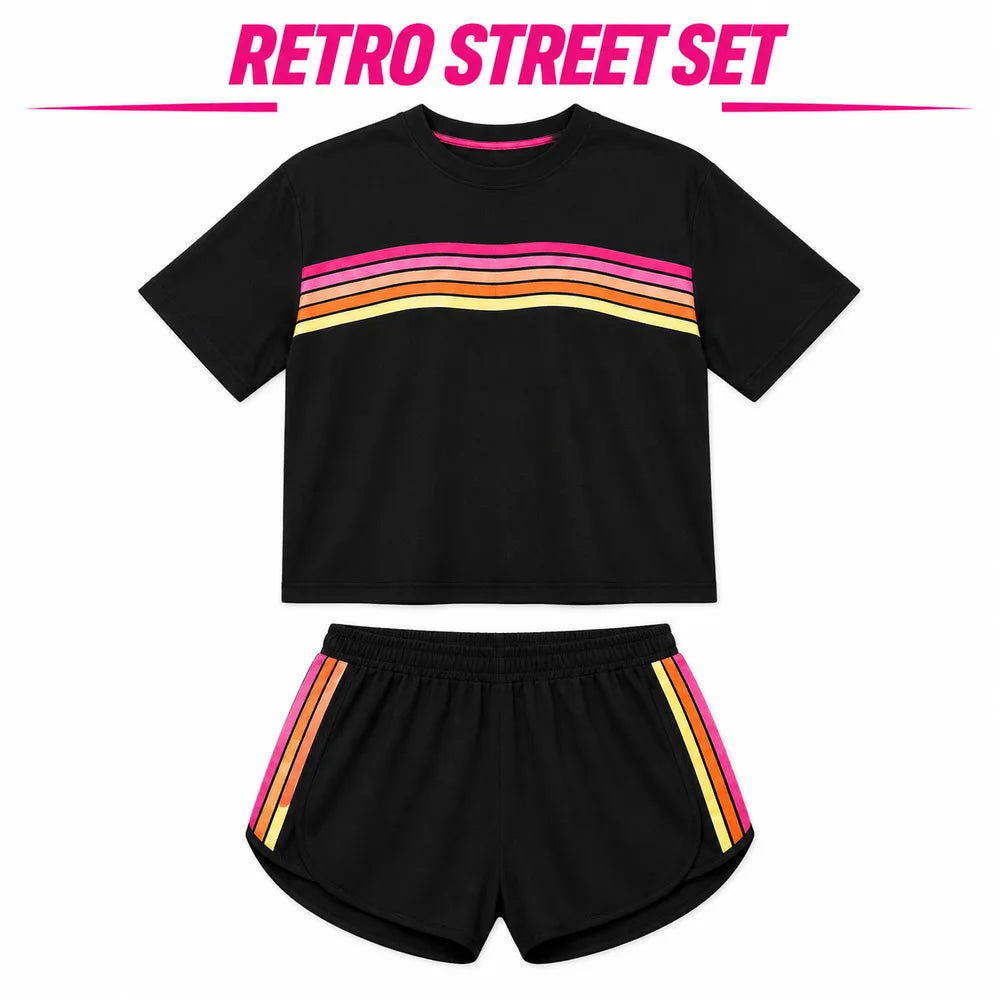 Womens Casual Two Piece Athletic Tracksuit Set With Shirt And Shorts