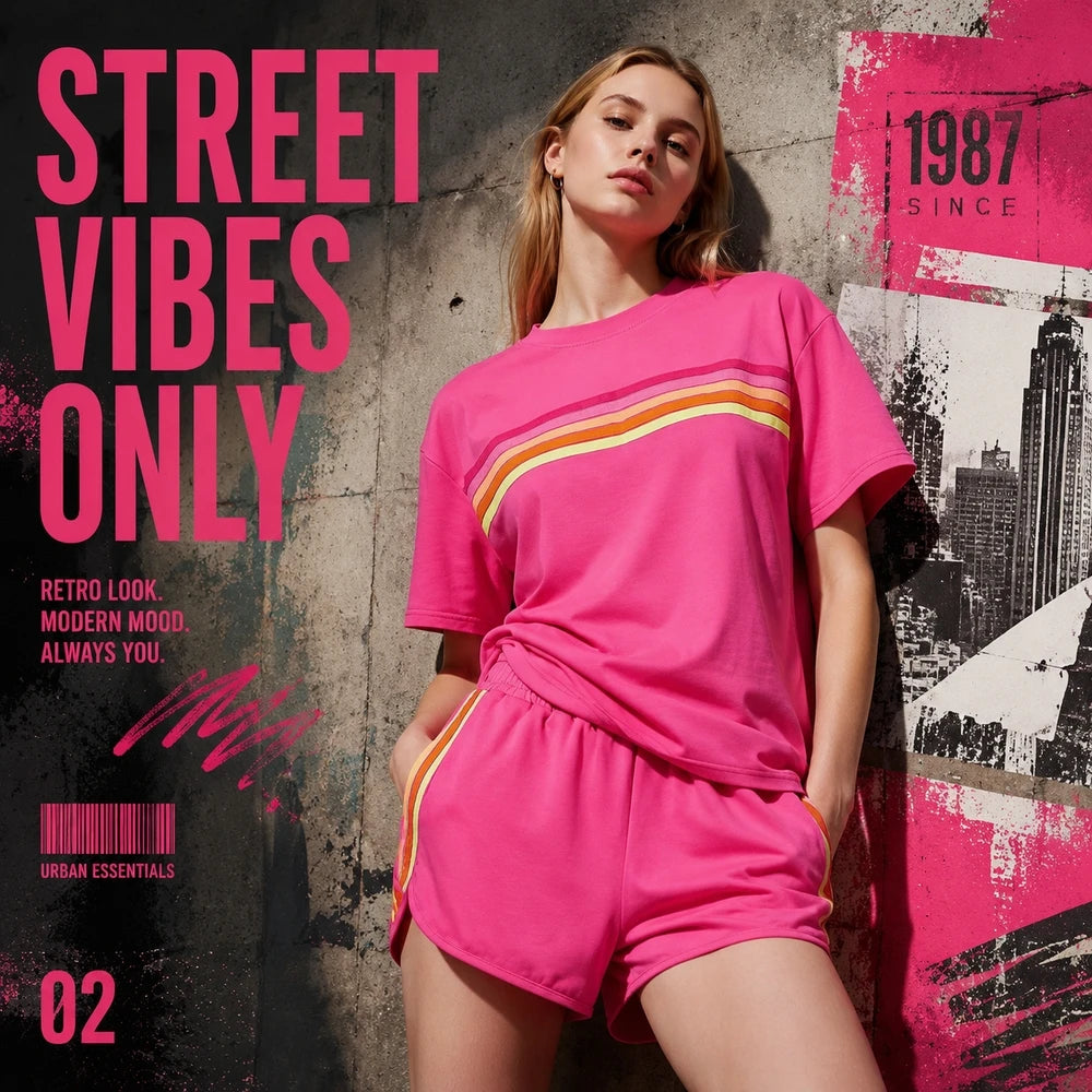 Womens Casual Two Piece Athletic Tracksuit Set With Shirt And Shorts