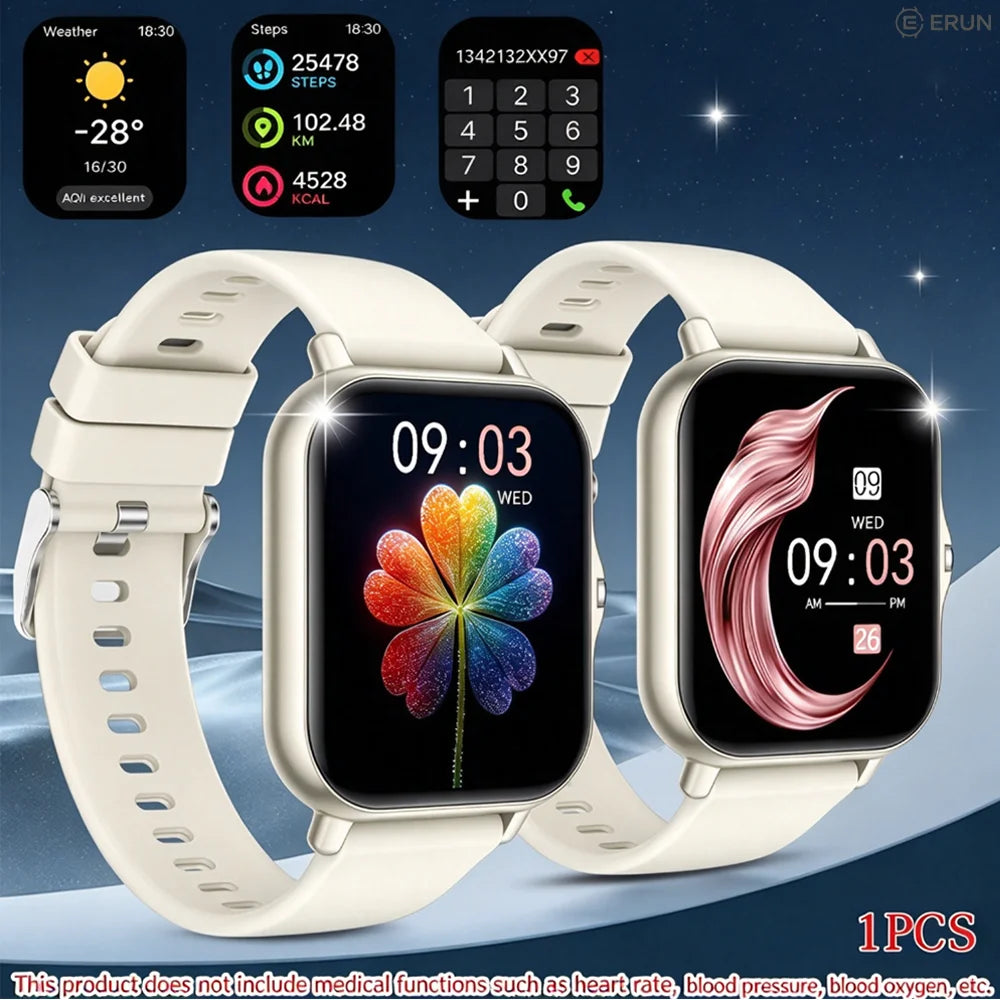Upgraded Full-Touch Smart Watch, Wireless Calling And Reminders - USB Charging, Wallpaper, Multiple Sports Modes, News Reminders, Music Playback, Health Tracker, Suitable for Android And for Iphone Phones, Ideal Gift for Dail