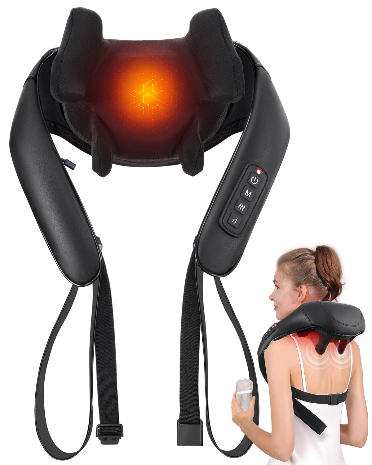MASGRE Cordless Shiatsu Neck And Back Massager With Heat