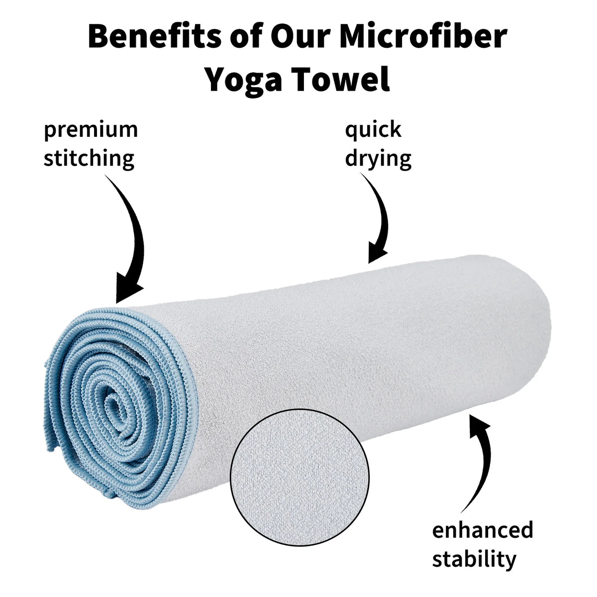 Non-Slip Microfiber Yoga Towel for Hot Yoga & Pilates - Sweat Absorbent, Quick Dry, Machine Washable - Mat Cover, Ideal for Gym - 183x67cm