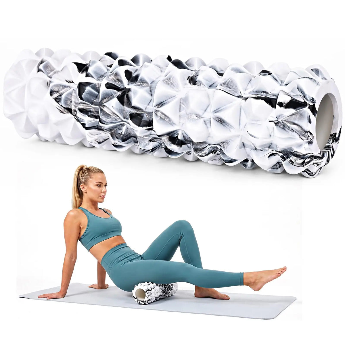 12-Inch 30cm EVA Foam Roller for Deep Tissue Massage Trigger Point Muscle Soreness Relief Yoga Pilates Exercise Roller Home Gym Fitness Workout Equipment Body Recovery