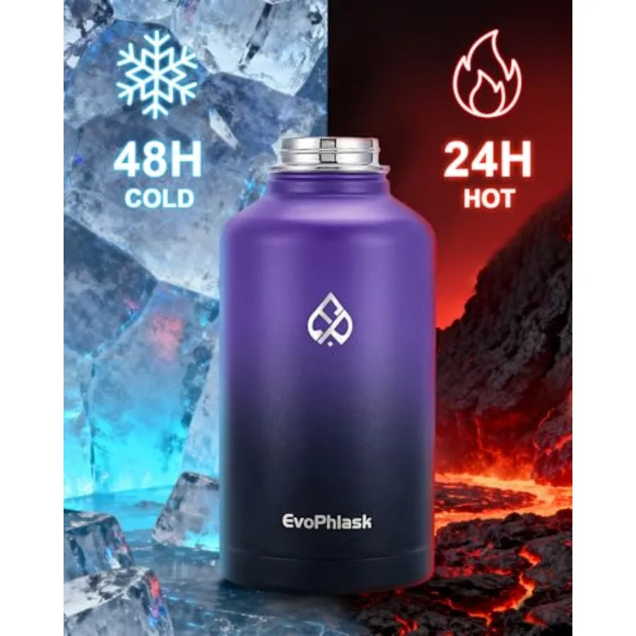 Vacuum Insulated Stainless Steel Water Bottle With Carry Strap