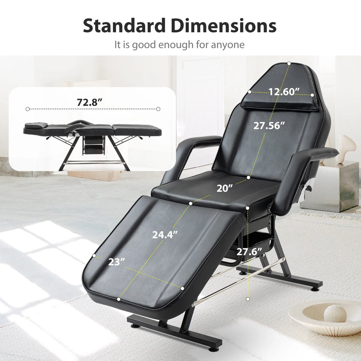Adjustable Three Section Massage Table with Hydraulic Stool and Trays