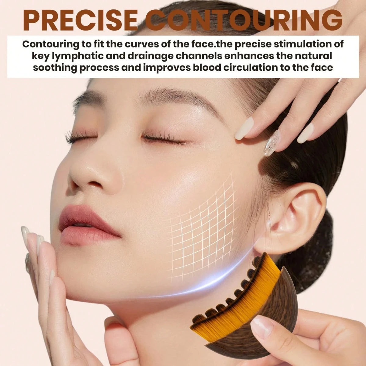Lymphatic Contour Face Brush for Jawline Sculpting and Facial Massage