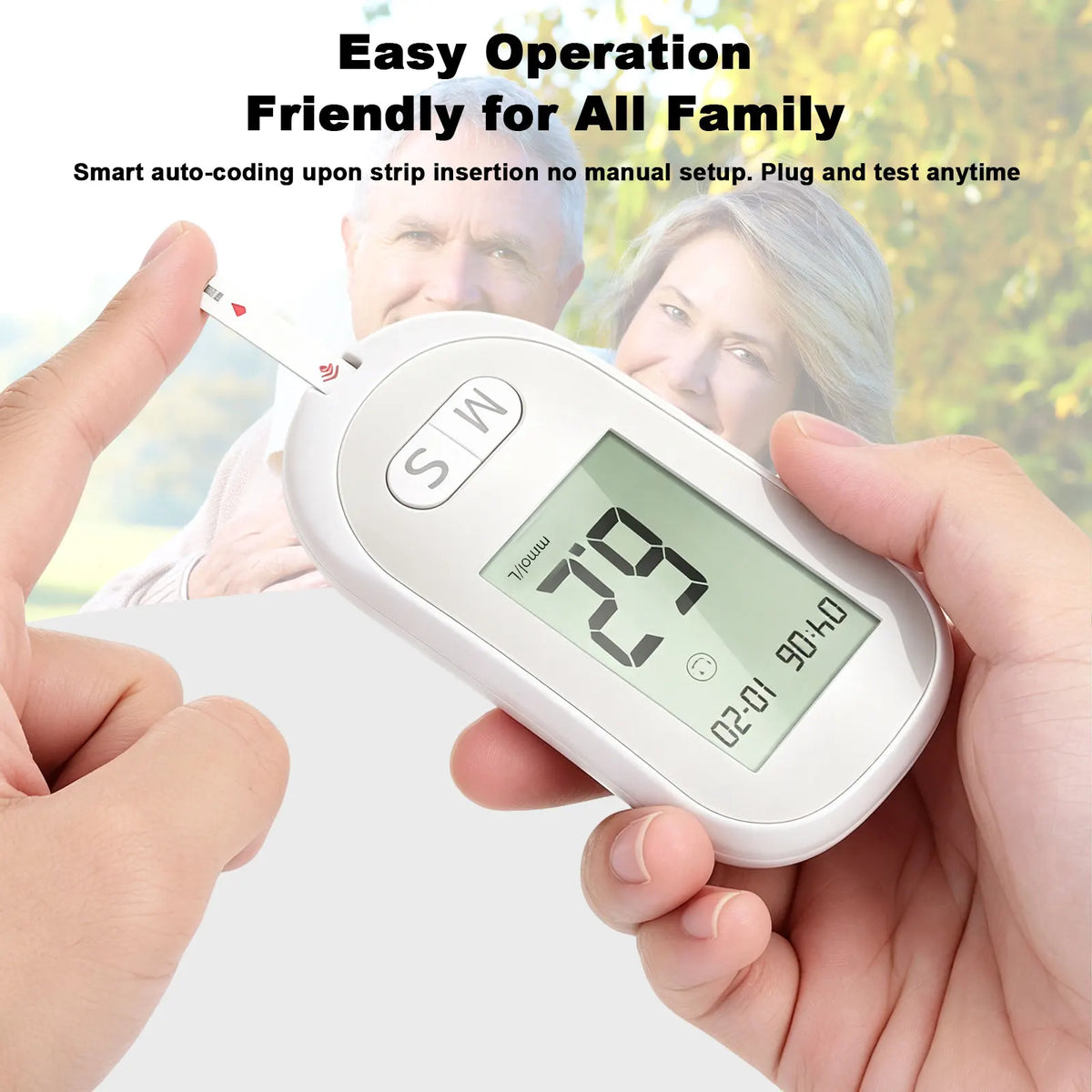Blood Glucose Monitor Kit, 50 Test Strips & 50 Lancets Blood Sugar Testing Kit with Glucometer and Lancing Device, No Coding, Glucose Monitor for Home Use, Diabetes Testing