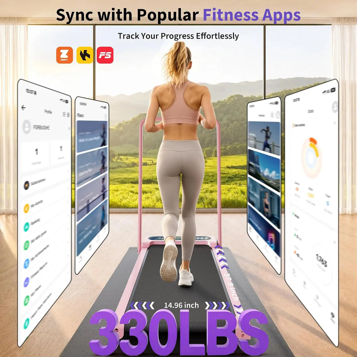 Folding Treadmill with Incline and Handle Bar Walking Pad Treadmill for Home Portable Exercise Machine Space Saving Fitness Equipment 3.0HP Under Desk Treadmill with Smart APP For Climbing/Walking/Jogging/Running