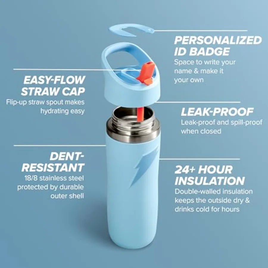 Overtime Stainless Steel Water Bottle With Convenient Carrying Strap
