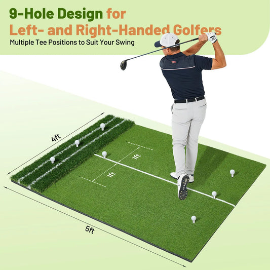 HiMISS Dual Turf Golf Practice Mat With Alignment Lines