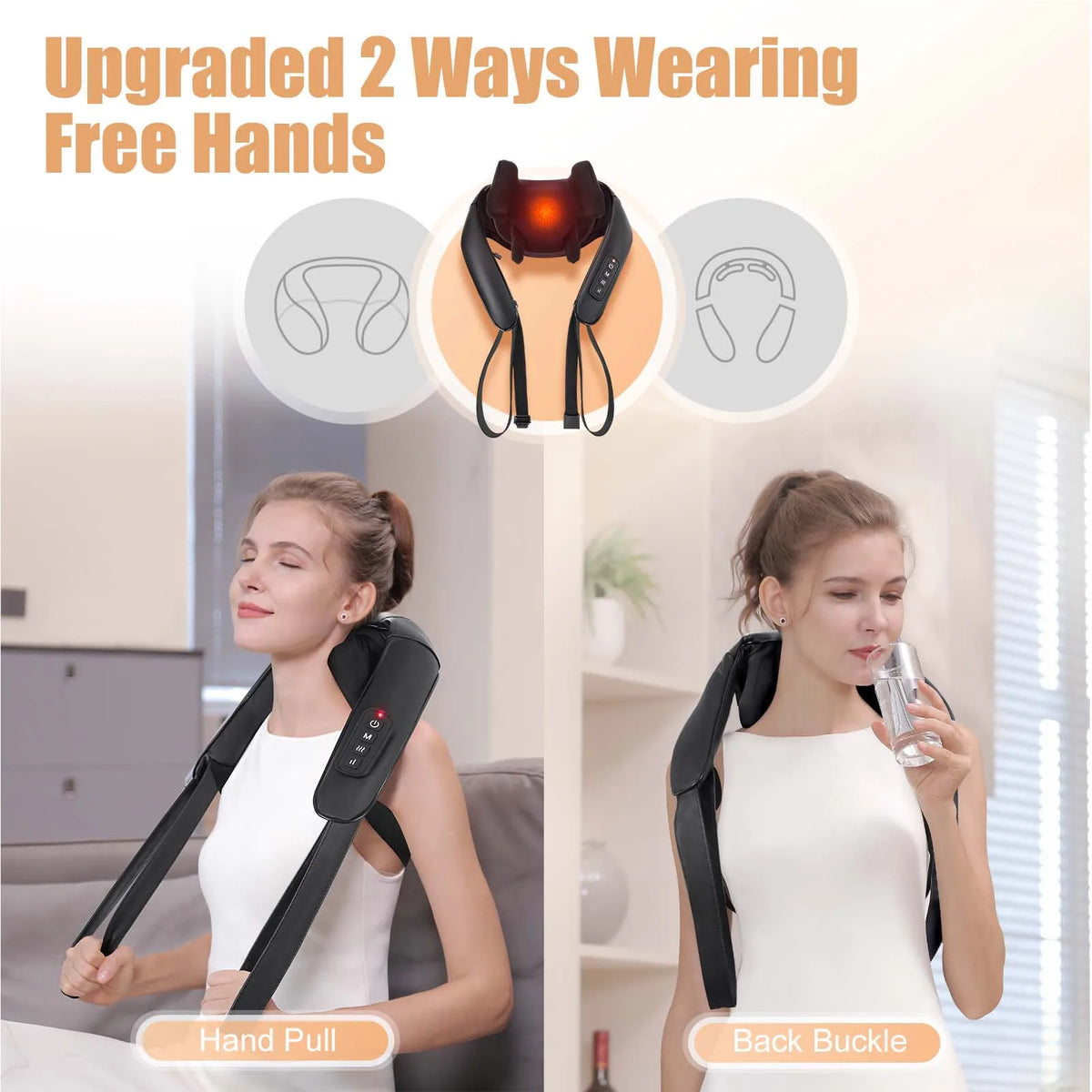 MASGRE Cordless Shiatsu Neck And Back Massager With Heat